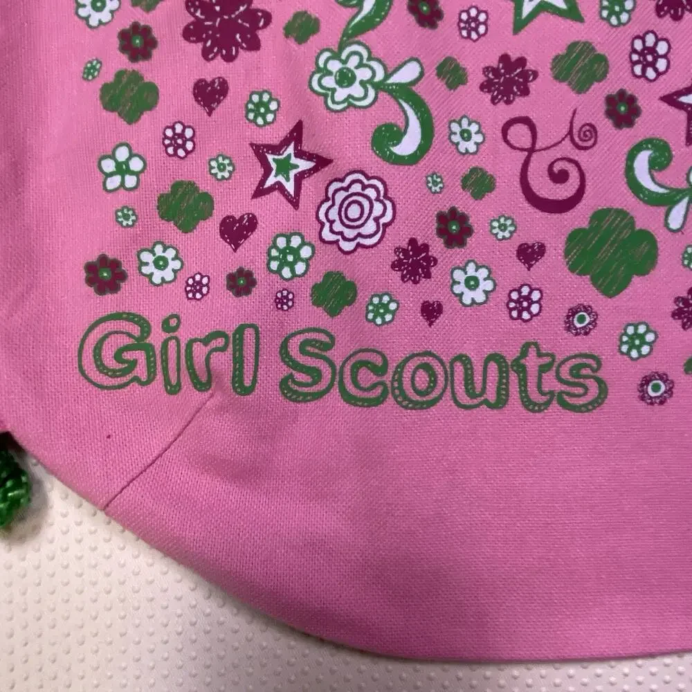 Pink & Green Floral Paisley Girl Scouts Lightweight String Closure Backpack